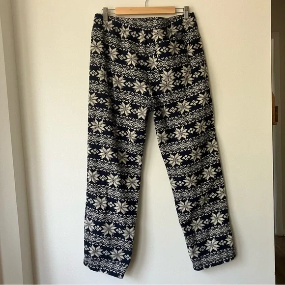 Abercrombie & Fitch Soft Sleep Pants Size L Unisex Navy Fair Isle Cozy Lounge - Picture 3 of 9